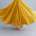 Women's Free Elastic Linen Skirt-Yellow Beach
