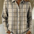 Women's Retro Plaid Little Heart Printed Collared Sweater