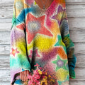 Women's Beautiful Colorful Star Painting Art Print Casual Pullover Sweater