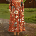 Wunderschönes Damen-Hemdkleid aus Baumwolle mit Vintage-Blumenmuster, Reverskragen und Knopfleiste