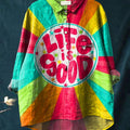 Women's Colorful Life Is Good Art Print Casual Cotton And Linen Shirt