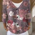 vintage-flower-art-print-buttoned-v-neck-cardigan-sweater-zzhl