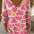 womens-pink-flower-pattern-pullover-sweater