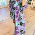 Robe en coton à imprimé floral vintage pour femme