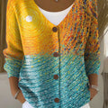 vintage-art-print-buttoned-v-neck-cardigan-sweater