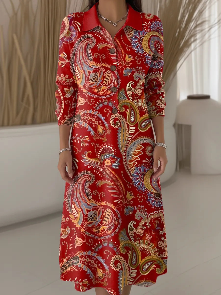 Women's Floral Pattern Art Print Casual Knitted Dress