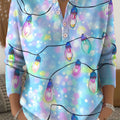 Women's Christmas Pattern Art Print Buttoned Cardigan Sweater
