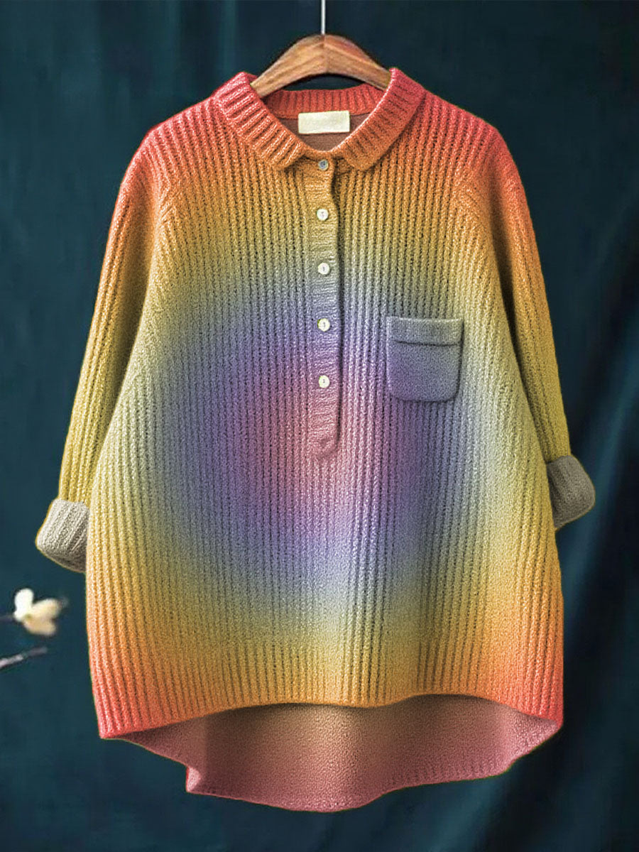 womens-gradient-pattern-art-print-casual-pullover-knit-sweater