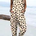 Women's Vintage  Polka Dots Art  Print Casual 100% Cotton Wide Leg Jumpsuit