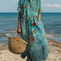 Robe en coton à imprimé floral vintage pour femme