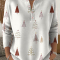Vintage Christmas Tree Art Print Buttoned Cardigan Sweater