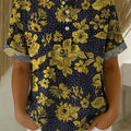 Women's Vintage Flower Pattern Printed Cotton Linen Top