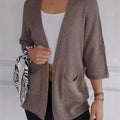 Women's Solid Color 3/4 Sleeve Casual Cardigan Knit Top