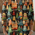 Women's Christmas Cats Pattern Art Print Buttoned Cardigan Sweater