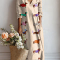Women's Vintage Dachshund Art Print Linen Pocket Dress
