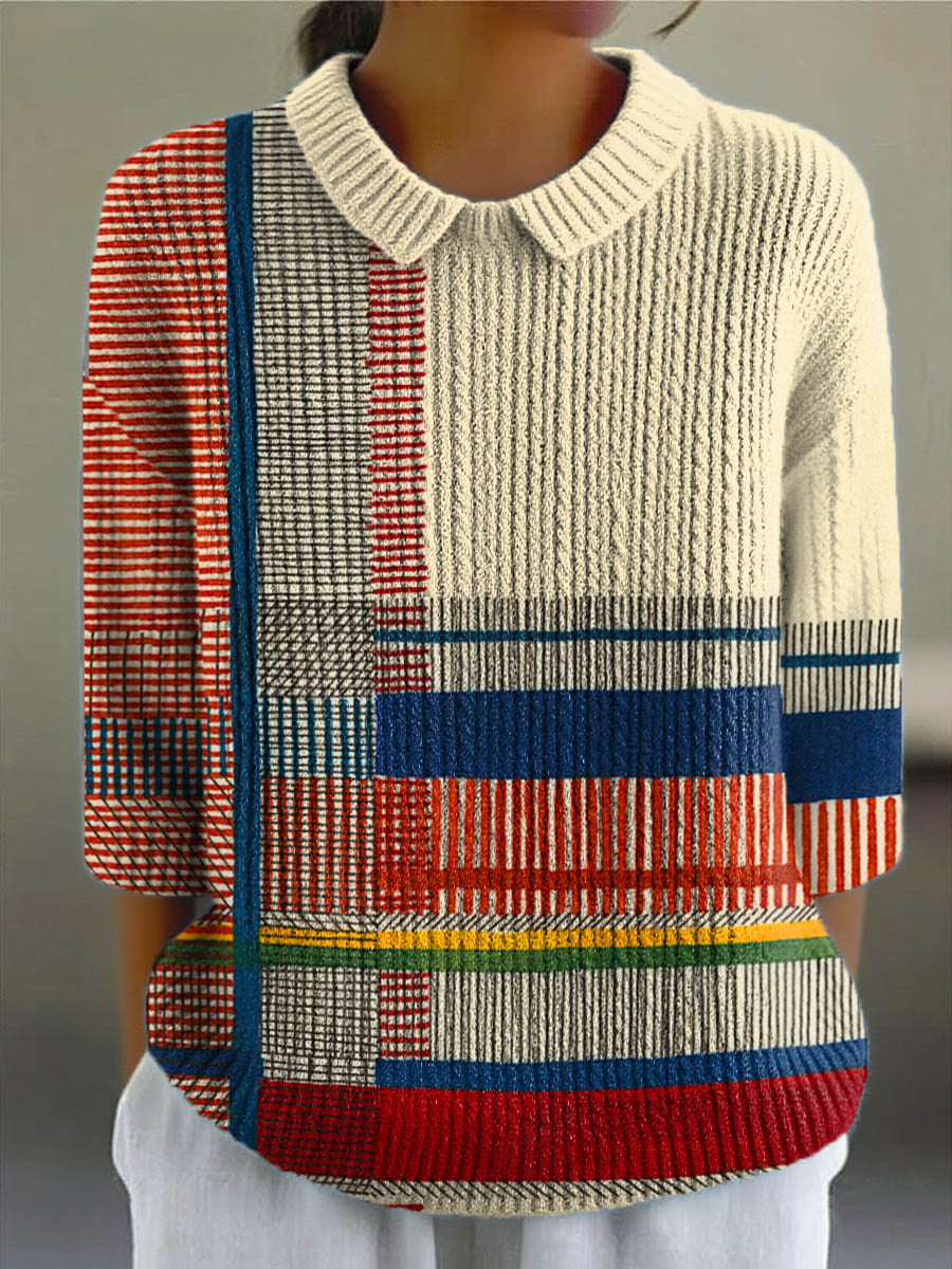 Women's Geometric Pattern Art Print Casual Pullover Sweater