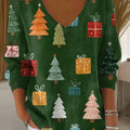 Women's Merry Christmas! Christmas Tree Painting Art Print Casual Pullover Sweater