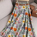 Women's Floral Art Print Casual Cotton Skirt