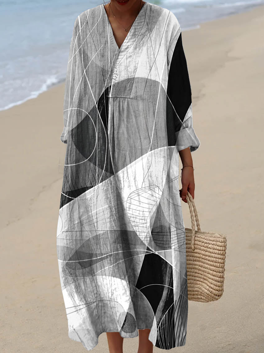 Women's Geometric Pattern Art Print Cotton Dress
