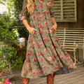 Women's Vintage Flower Art Print Dress