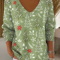 Women's Lovely Christmas Tree Pattern Art Print Casual Pullover Sweater