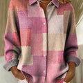 Women's Plaid Pattern Art Print Casual Sweater