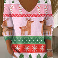 Women's Beautiful Colorful Merry Christmas Pattern Painting Art Print Casual Pullover Sweater