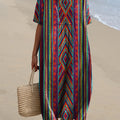 Ethnic Style Geometric Pattern Printed Women's Flowy Dress