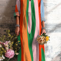 Women's Abstract Geometric Colorful Stripes Painting Art Print Dress