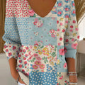 Pull décontracté à motif floral vintage pour femme