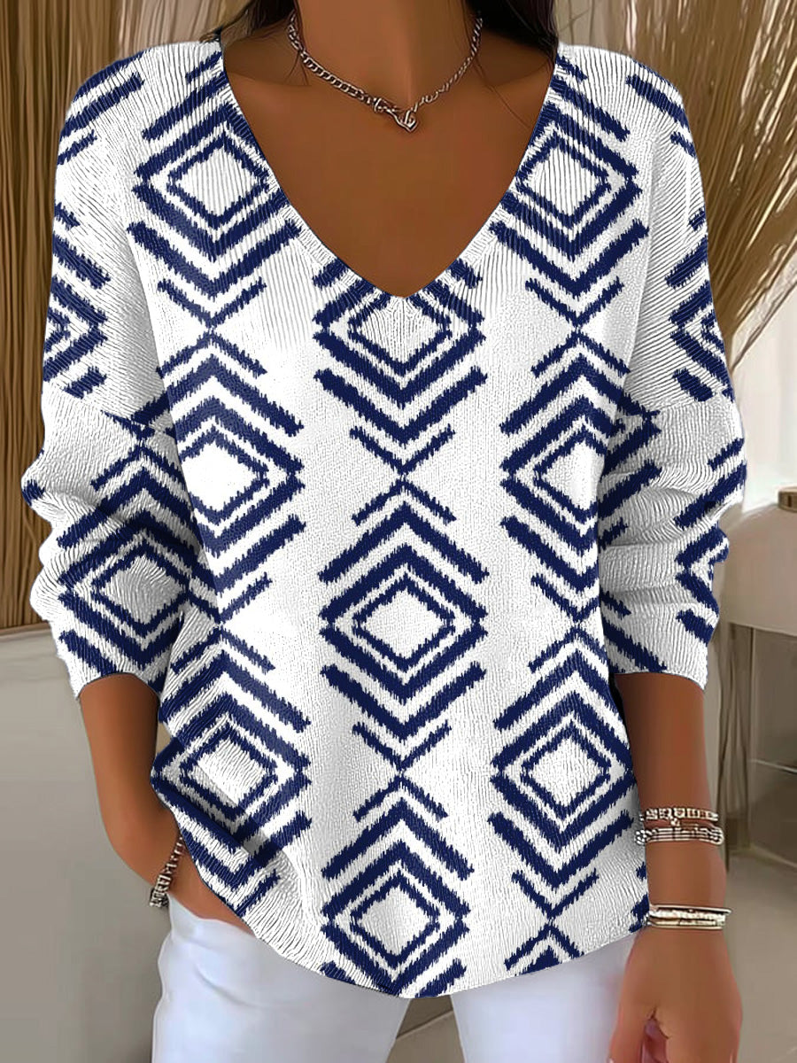 womens-regular-geometric-stripes-pattern-casual-pullover-sweater