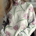 womens-retro-art-flowers-print-knit-turtleneck-pullover-sweater-wb5n