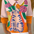 womens-flowers-with-cat-pattern-casual-peter-pan-collar-3-4-sleeve-sweater