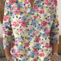 Women's Floral Pattern Art Print Buttoned Cardigan Sweater