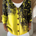 Gradient Colors Print Buttoned V-neck Cardigan Sweater