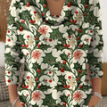Women's Christmas Floral Pattern Art Print Cowl Neck Sweater
