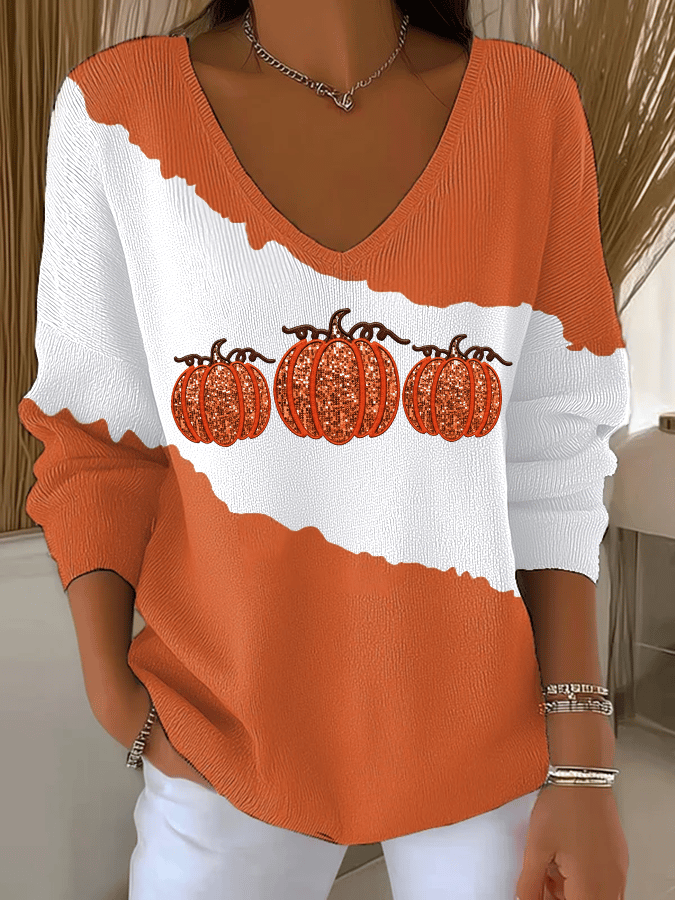 womens-vintage-pumpkin-art-print-casual-pullover-sweater-lrcz