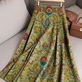 Women's Vintage Flower Art Print Casual Cotton Skirt