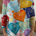Women's Love Pattern Art Print Buttoned Cardigan Sweater