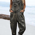 Women's Abstract Pattern Art Print Casual 100% Cotton Wide Leg Jumpsuit
