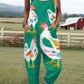 Women's  Funny Chick Art Print Casual 100% Cotton Wide Leg Jumpsuit