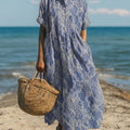 Women's Vintage Floral Art Print Cotton Dress