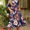 Women's Vintage Beautiful Floral Painting Art Print Dress