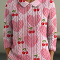 womens-lovely-cherry-pattern-art-print-casual-peter-pan-collar-3-4-sleeve-sweater