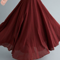 Women's Free Breathable Elastic Linen Skirt-Passionate red