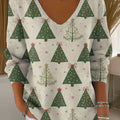 Women's Lovely Christmas Tree Pattern Art Print Casual Pullover Sweater