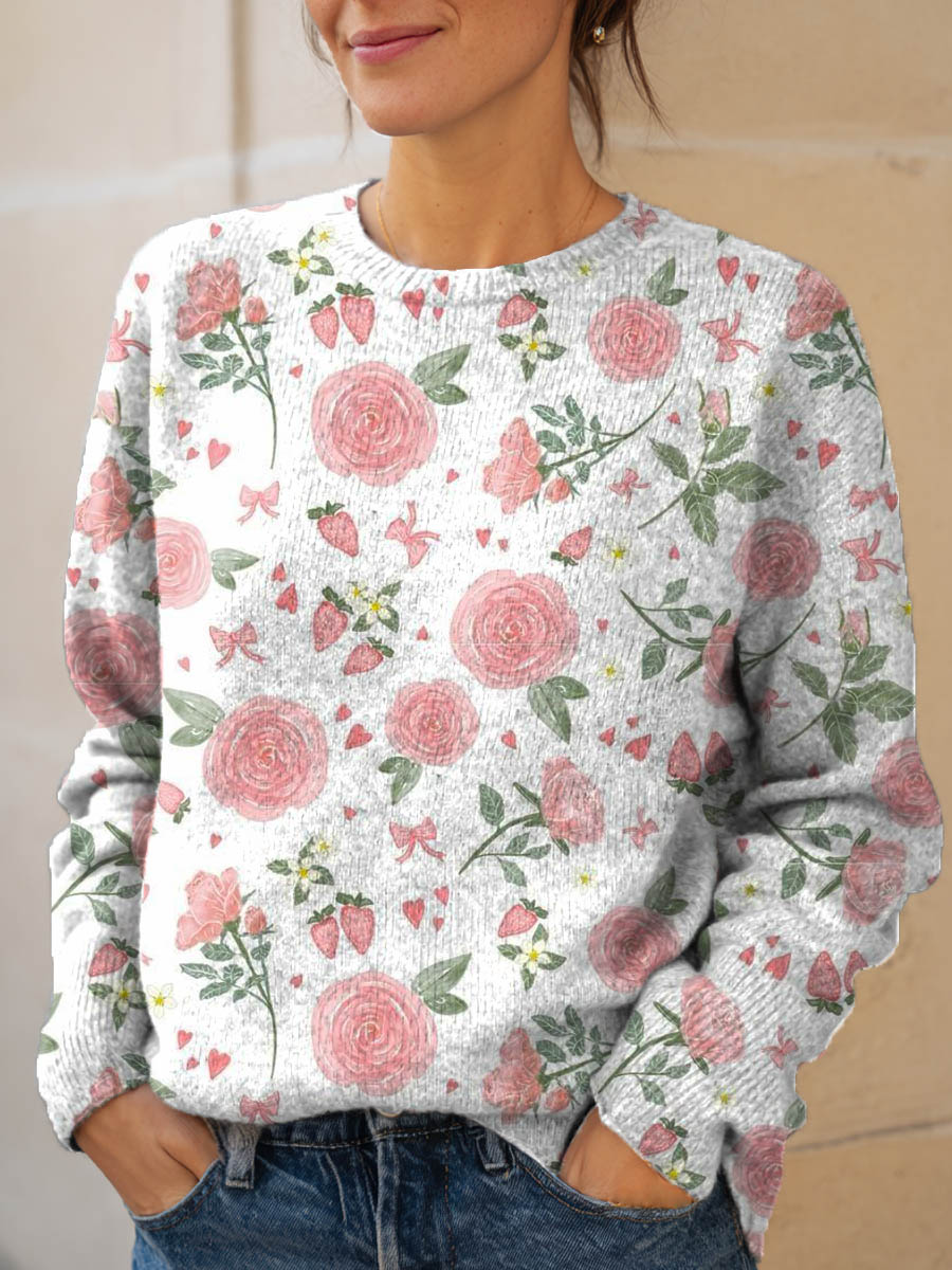 womens-floral-pattern-art-print-knit-pullover-sweater-gcfv