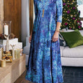 Women's Abstract Print Round Neck Long Sleeve Velvet A-Line Dress