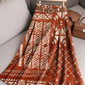 Women's Vintage Diamond Geometric Pattern Art Print Cotton Skirt