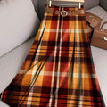 Women's Christmas Plaid Print High Waist Casual A-Line Skirt
